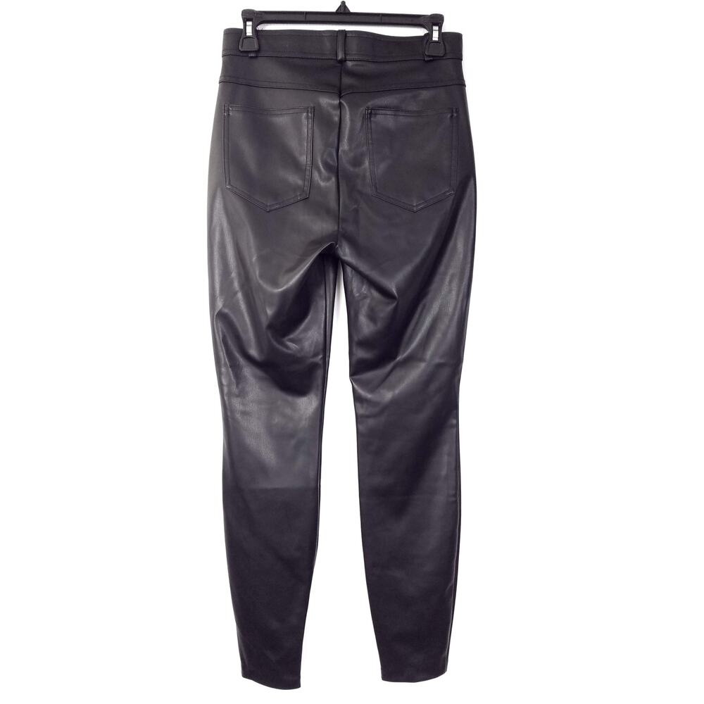 Zara Black Faux Leather Skinny Pants with Ankle Zip Size Medium - Picture 3 of 8
